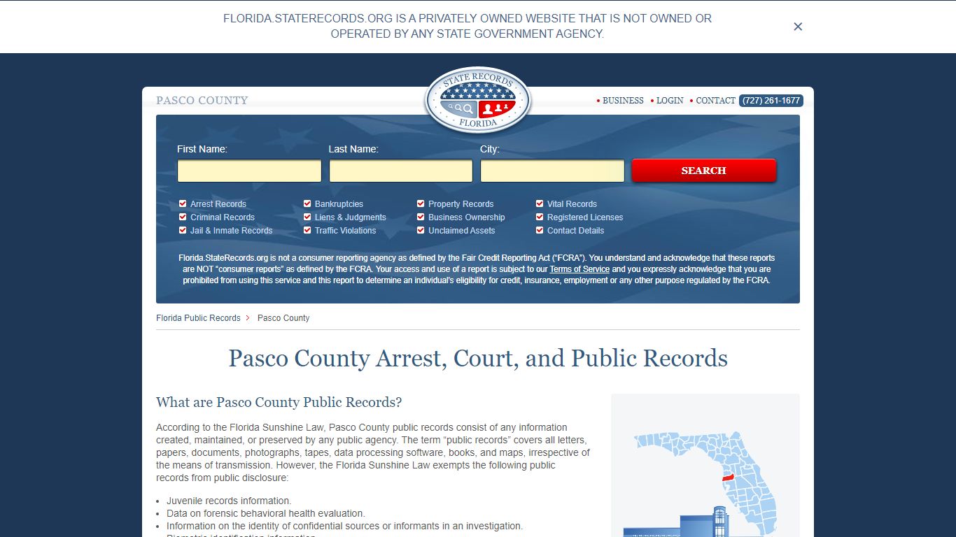 Pasco County Arrest, Court, and Public Records