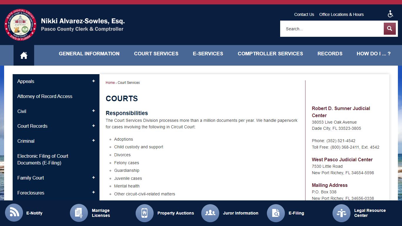 Courts | Pasco County Clerk, FL